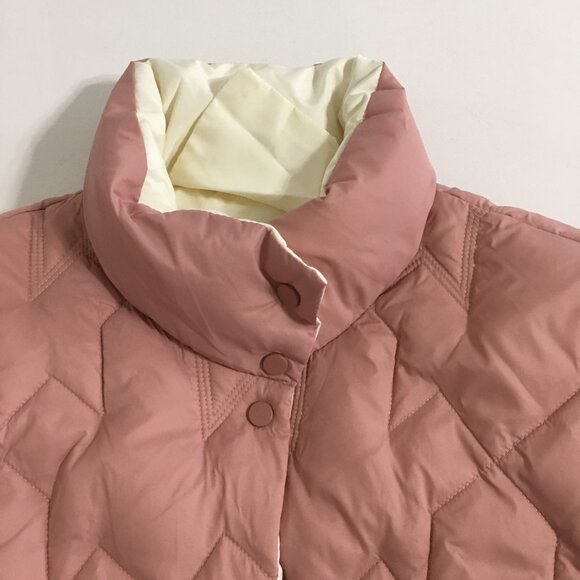 Korean Fashion Down Puffer Jacket NEW! Peach Tone Womens Medium - Picture 2 of 12